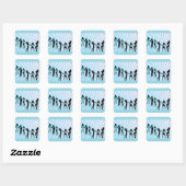 Stylish Women Silhouettes Teal Blue Fashion Quadratischer Aufkleber (Blatt)