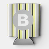 Stylish Yellow and Grey Striped Monogram Dosenkühler (Vorderseite)