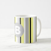 Stylish Yellow and Grey Striped Monogram Kaffeetasse (VorderseiteRechts)