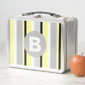 Stylish Yellow and Grey Striped Monogram Metall Brotdose (Beispiel)