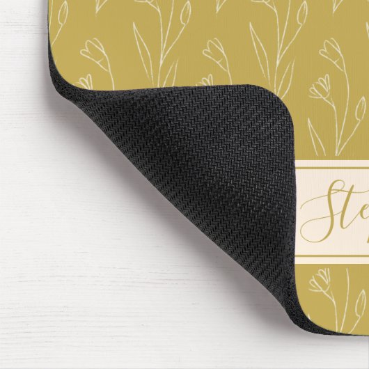 Stylish Yellow Floral Drawing Personalized   Mousepad (Ecke)