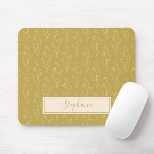 Stylish Yellow Floral Drawing Personalized   Mousepad (Mit Mouse)