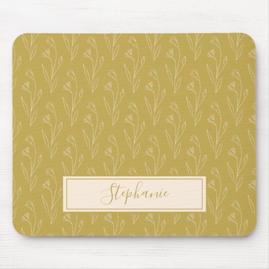 Stylish Yellow Floral Drawing Personalized   Mousepad (Vorne)