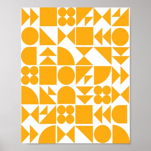Stylish Yellow Modern Geometric Shapes Pattern Poster (Vorne)