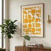 Stylish Yellow Modern Geometric Shapes Pattern Poster