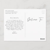 Stylish Yellow Script Foto Abschluss Vielen Dank Postkarte (Rückseite)