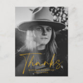Stylish Yellow Script Foto Abschluss Vielen Dank Postkarte (Vorderseite)