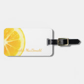 STYLISH YELLOW WHITE LEMON FRUIT CALLIGRAPHY TEXT GEPÄCKANHÄNGER (Vorderseite horizontal)