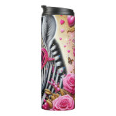 Stylish Zebra in Heart Glasses Thermosbecher (Nach rechts gedreht)