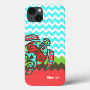 Stylish Zickzack & Sea Turtle Custom iPhone Case