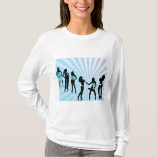 Stylishche Frauen Silhouetten Türkisblaue Mode T-Shirt