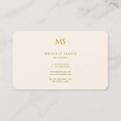 Stylishe goldene Textmonogramm Luxus-Seidenpapier Visitenkarte (Rückseite)