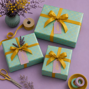 Stylishe Meerjungfrau in Mint und Gold Geschenkpapier Set