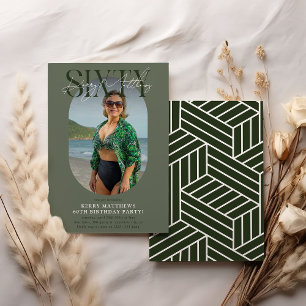 Stylishe ovale Foto- und Unterschriften-Geburtstag Einladung