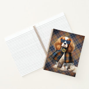 Stylisher Cavalier King Charles Hund und Karo Notizblock