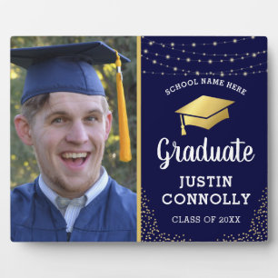 Stylishes Abschlussfoto in Navy und Gold für die A Fotoplatte