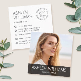 Stylishes modernes individuelles Foto-Farben-Logo  Quadratische Visitenkarte