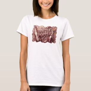 Stylishes rotes BOTTLE POPPER-Textdesign T-Shirt