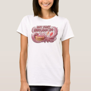 Stylishes rotes BUT FIRST BRUNCH Custom-T-Shirt T-Shirt