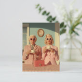 Stylishes Teetime-Duo Postkarte (Stehend Vorderseite)