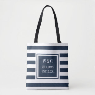 Stylishes trendiges Monogramm Schwarz Navy Blau St Tasche