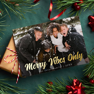 Stylishes Weihnachtsfoto mit fröhlichen Vibes Folien Feiertagskarte