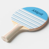 StylishLight Blue und White Stripes Name Tischtennis Schläger (Vorderseite)
