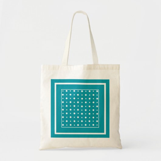 StylishTote Bag, White Polka Dots, Aquamarin Tragetasche (Vorne)