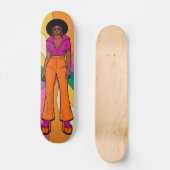Stylisierte afroamerikanische 70er Retro Fashion Skateboard (Vorderseite)