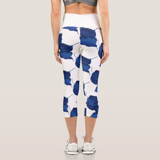 Stylisierte Apricot Tree Leaf Texture Print Leggin Capri Leggings (Rückseite)
