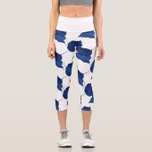 Stylisierte Apricot Tree Leaf Texture Print Leggin Capri Leggings (Vorderseite)