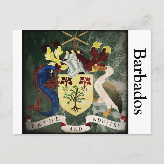 Stylisierte Barbados COA Postkarte (Vorderseite)