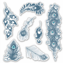 Stylisierte Blue Pfau Peacock Feathers Vinyl