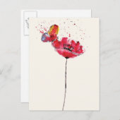 Stylisierte Blume aus Aquarellmohn Postkarte (Vorne/Hinten)