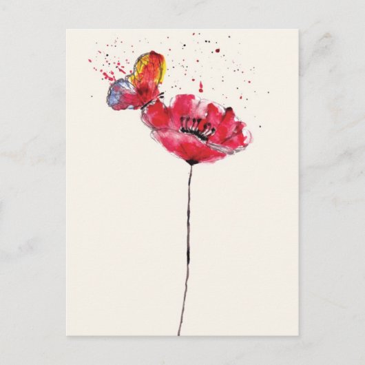 Stylisierte Blume aus Aquarellmohn Postkarte (Vorderseite)
