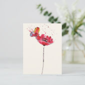 Stylisierte Blume aus Aquarellmohn Postkarte (Stehend Vorderseite)