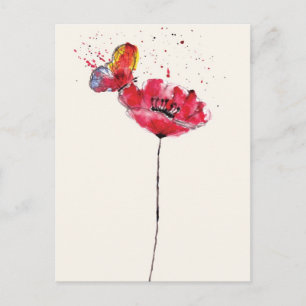 Stylisierte Blume aus Aquarellmohn Postkarte
