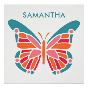 Stylisierte Butterfly-individuelle Name-Poster Poster