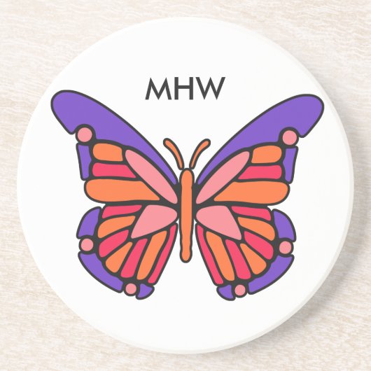 Stylisierte Butterfly-Untersetzer Sandstein Untersetzer (Vorne)