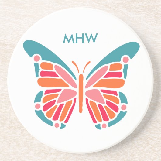 Stylisierte Butterfly-Untersetzer Sandstein Untersetzer (Vorne)