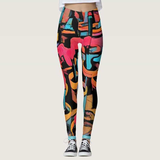 Stylisierte Cactus Funky Leggings (Vorderseite)