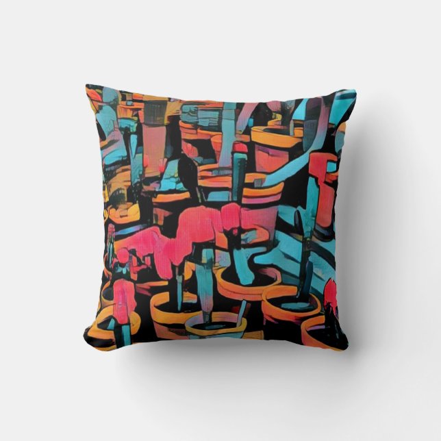 Stylisierte Cactus Funky Throw Kissen (Vorderseite)