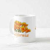 Stylisierte California Poppy Art, Text "California Kaffeetasse (Vorderseite Links)