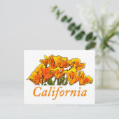 Stylisierte California Poppy Art, Text "California Postkarte (Stehend Vorderseite)
