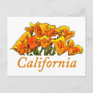 Stylisierte California Poppy Art, Text "California Postkarte