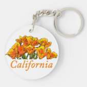 Stylisierte California Poppy Art, Text "California Schlüsselanhänger (Rückseite)