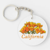 Stylisierte California Poppy Art, Text "California Schlüsselanhänger (Vorderseite)