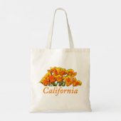 Stylisierte California Poppy Art, Text "California Tragetasche (Rückseite)