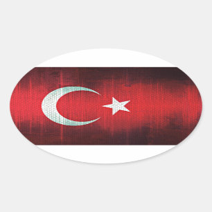 Stylisierte Flagge der Türkei Ovaler Aufkleber