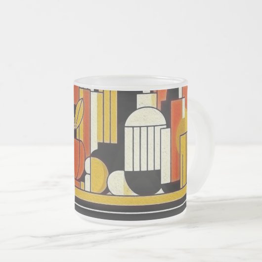 Stylisierte Früchte und Flaschen Mattglastasse (VorderseiteRechts)